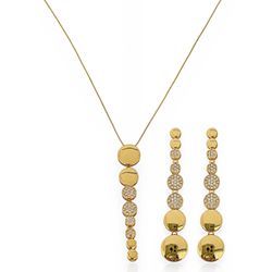 CONJUNTO COLAR E BRINCO FOLHEADO A OURO 18K CIRCUL... - Gabriela Ribeiro