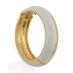 BRACELETE FOLHEADO A OURO 18K LISO RESINA BRANCO ... - Gabriela Ribeiro