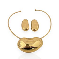 CONJUNTO COLAR E BRINCO FOLHEADO A OURO 18K E PRAT... - Gabriela Ribeiro