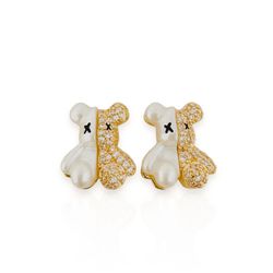 BRINCO FOLHEADO A OURO 18K URSO PEROLA E ZIRCONIA ... - Gabriela Ribeiro