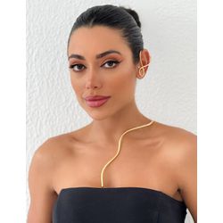 COLAR CHOCKER FOLHEADA A OURO E PRATA 925 ARO TRAN... - Gabriela Ribeiro