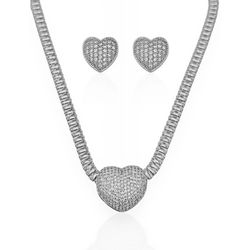 CONJUNTO COLAR E BRINCO FOLHEADO A OURO 18K E PRAT... - Gabriela Ribeiro
