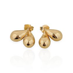 BRINCO FOLHEADO A OURO 18K GOTAS DUPLAS - BRI11685... - Gabriela Ribeiro