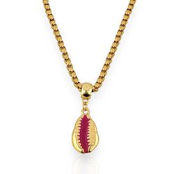 COLAR FOLHEADO A OURO 18K PINGENTE BUZIOS - COL471... - Gabriela Ribeiro