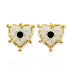 BRINCO FOLHEADO A OURO 18K CORACAO PEROLA - BRI141... - Gabriela Ribeiro