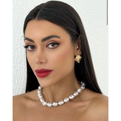 COLAR FOLHEADO A OURO 18K PEROLAS MARTELADAS - COL... - Gabriela Ribeiro