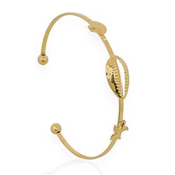 BRACELETE FOLHEADO A OURO 18K ARO COM BUZIOS - BRA... - Gabriela Ribeiro