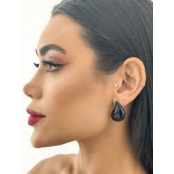 BRINCO FOLHEADO A OURO 18K GOTA RESINADA - BRI1148... - Gabriela Ribeiro