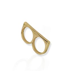 ANEL DOIS DEDOS FOLHEADO A OURO 18K FIO LISO - AN2... - Gabriela Ribeiro