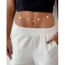 BODY CHAIN FOLHEADO A OURO 18K MEDALHAS - ACE973-... - Gabriela Ribeiro