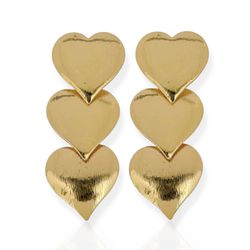 BRINCO FOLHEADO A OURO 18K E PRATA 3 CORAÇÕES - B... - Gabriela Ribeiro