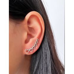Brinco Earcuff Corações Vazados Prata 925 - GB131B... - GALA JOIAS