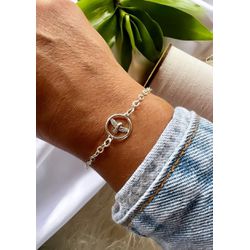 Pulseira com medalha de Espirito Santo Prata 925 -... - GALA JOIAS