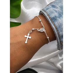 Pulseira Terço Prata 925 - GPUL05M - GALA JOIAS