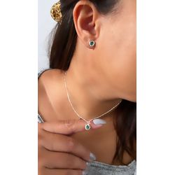 Conjunto Colar de Coração Mais Brinco de Zirconia ... - GALA JOIAS