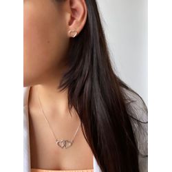 Conjunto Colar de Coração Duplo Mais Brinco de Cor... - GALA JOIAS