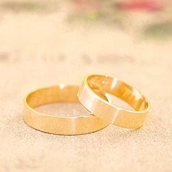 Par de Alianças Barcelona 14K - BAR-5MM-14K - Gerlu Joias