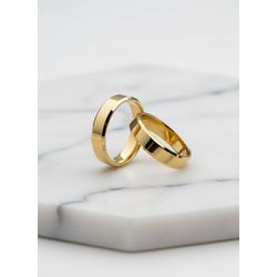 Par de Alianças Madrid 14K - MAD-5MM-14K - Gerlu Joias