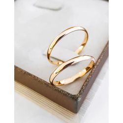 Par de Alianças Zurique 14K - ALC-ZUR-14K - Gerlu Joias