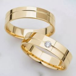 Par de Alianças Aurora 14K - ALC-AURORA-14K - Gerlu Joias