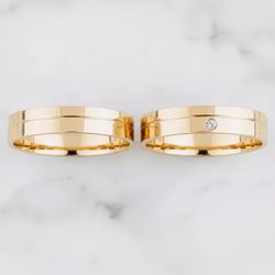 Par de Alianças Eros 14K - ERO-4MM-14K - Gerlu Joias