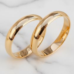 Par de Alianças Clássica Essencial 14K - ESSENCIAL... - Gerlu Joias