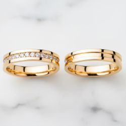 Par de Alianças Mykonos 14K - ALC-LUZ-14K - Gerlu Joias