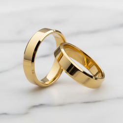 Par de Alianças Madrid 14K - MAD-5MM-14K - Gerlu Joias