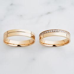 Par de Alianças Orion 14K - ORI-4MM-14K - Gerlu Joias