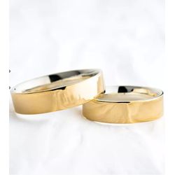 Par de Alianças em Ouro 18K e Prata 5 mm - ALPO-15 - Gerlu Joias