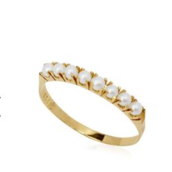 Meia Aliança Luna 18K com Pérolas - LUN-PER-18K - Gerlu Joias