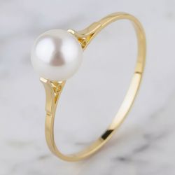 Anel Alcor Ouro 14K Pérola Noivado - ALC-OP-14K - Gerlu Joias