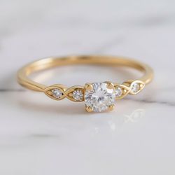 Anel Deneb Ouro 14K Noivado - DEN-14K - Gerlu Joias