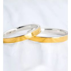 Par de Alianças em Ouro 18K e Prata 3 mm Quadrada ... - Gerlu Joias
