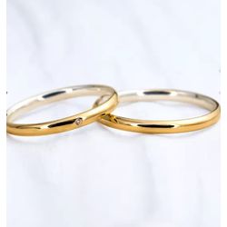 Par de Alianças em Ouro 18K e Prata 2 mm - CLASSIC - Gerlu Joias