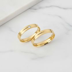 Par de Alianças Lisboa 18K - LIS-3MM-18K - Gerlu Joias