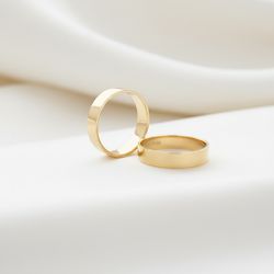 Par de Alianças Barcelona 14K - BAR-5MM-14K - Gerlu Joias