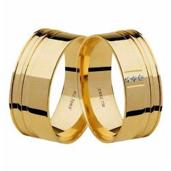 Par de Aliança em Ouro 14K Trabalhada 7 mm - AL14K... - Gerlu Joias