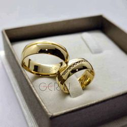 Par de Alianças de Ouro 18K Abaulada 6 mm - AL-FRT... - Gerlu Joias