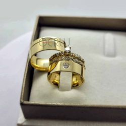 Par de Alianças de Ouro 18K Quadrada 8 mm - AL-RET... - Gerlu Joias