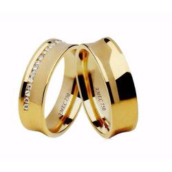 Par de Alianças Trabalhada em Ouro 18K - 6 mm - AL... - Gerlu Joias
