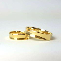 Par de Alianças em Ouro 18K de Casamento Côncava -... - Gerlu Joias