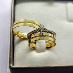 Par de Alianças Quadrada 5 mm de Casamento em Ouro... - Gerlu Joias