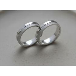 Par de Alianças Sirius Prata Namoro 4 mm - PRD-SI... - Gerlu Joias