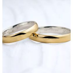 Par de Alianças em Ouro 18K e Prata 4mm - ALPO-188 - Gerlu Joias