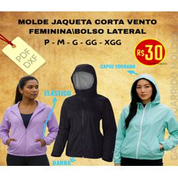 Molde Corta Vento Feminina Com Capuz - P ao XGG - ... - GGMOLDES