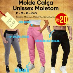 MOLDE CALÇA UNISSEX MOLETOM / P AO G3 - 10332 - GGMOLDES