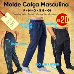 CALÇA MASCULINA TECTEL / CÓS BAIXO - P AO XGG - 1... - GGMOLDES