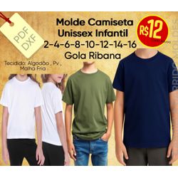 Molde Camiseta Infantil Unissex - Tamanhos 02 a 16... - GGMOLDES