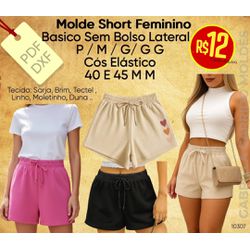 Molde Short Basico Feminino / Sem Bolso / P ao GG ... - GGMOLDES